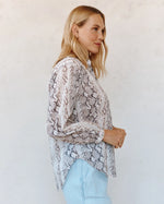 Load image into Gallery viewer, Bella Dahl - Shirred Mandarin Collar Shirt - Blush Snake Print
