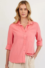Load image into Gallery viewer, Bella Dahl - Shirt Tail Button Down Shirt - Wild Coral
