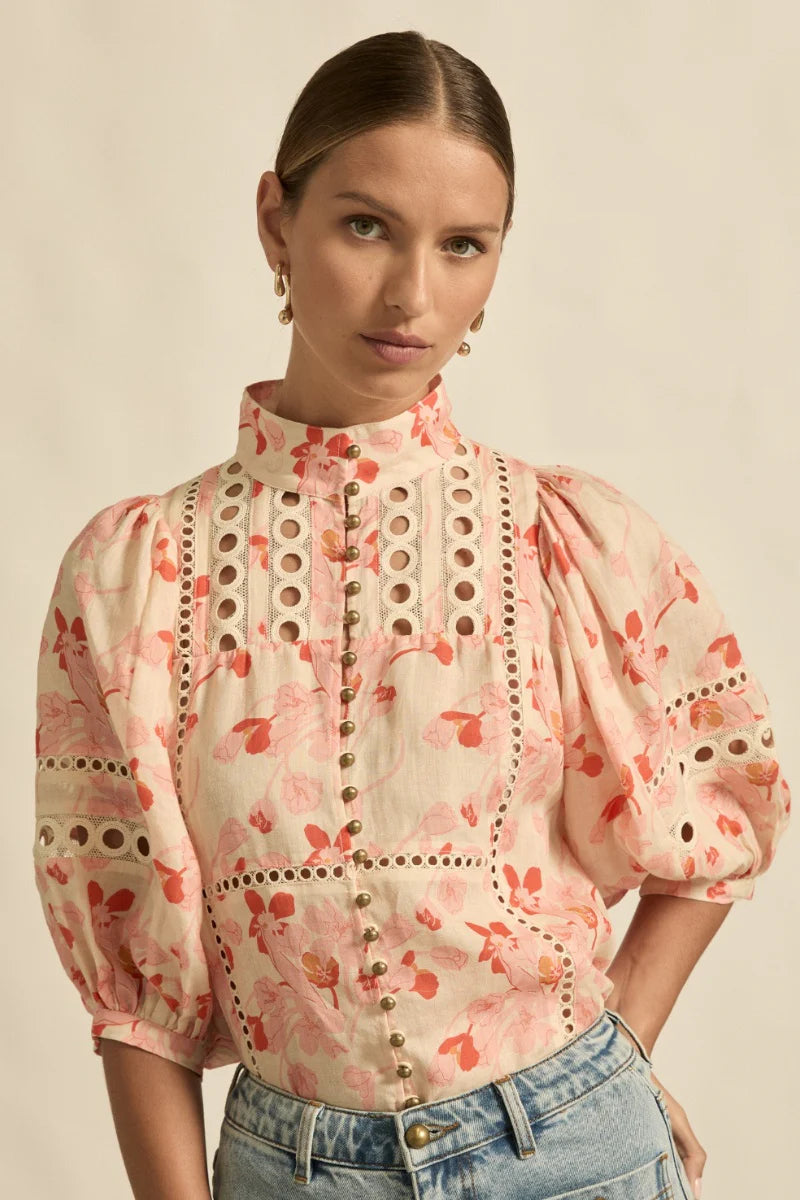 Zoe Kratzmann - Cabaret Top - Cherry Tulip Print