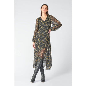 Le Temps Des Cerises | Chic Long Sleeve Dress Black