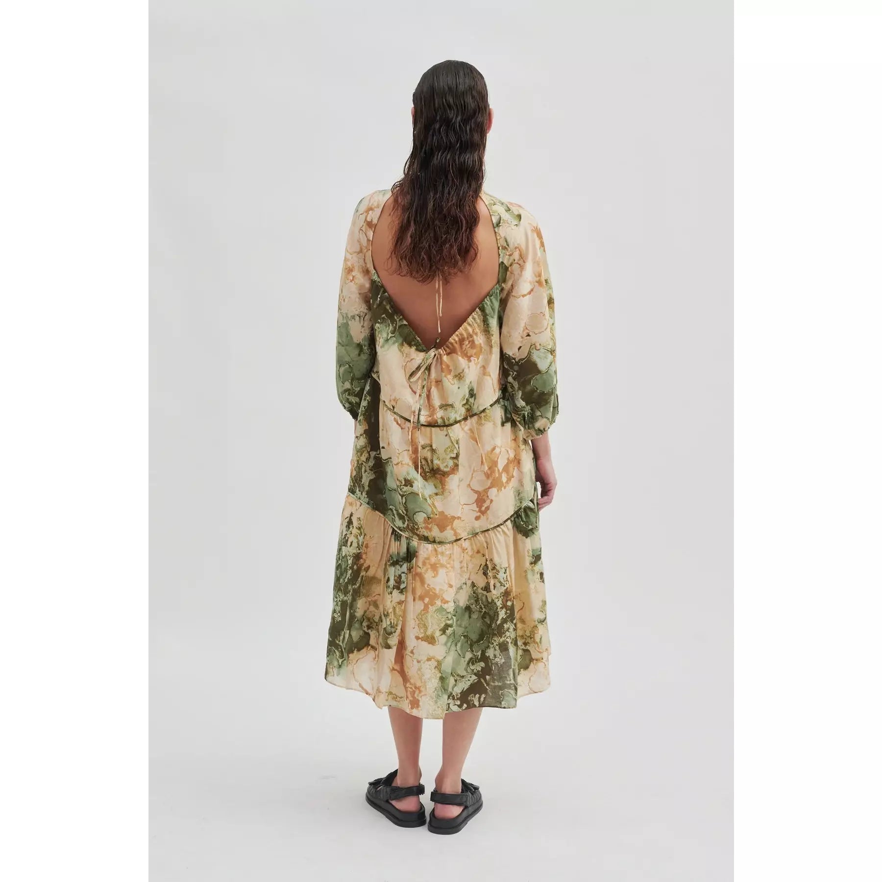 Second Female | Onyxly Watercolour Dress Laurel Green