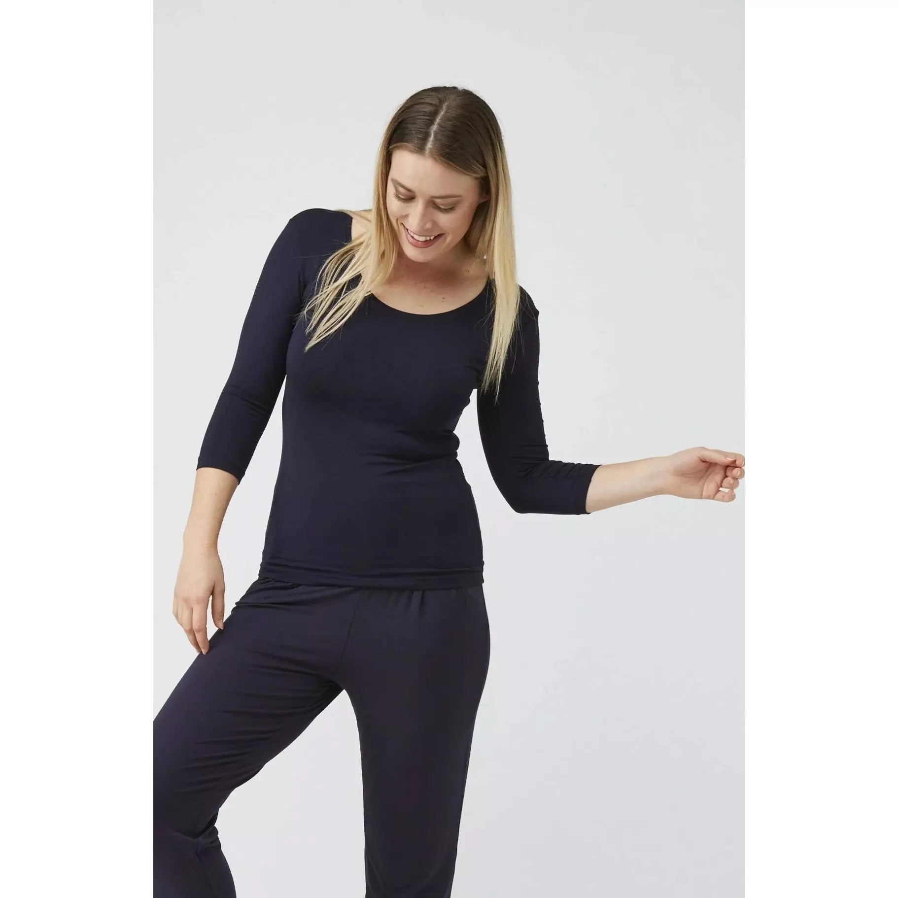 Tani | 3/4 Sleeve Scoop Top | French Navy